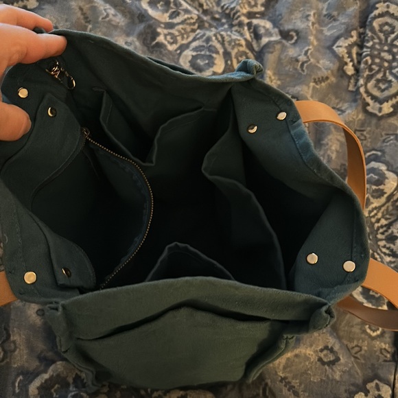 Blue canvas tote bag with leather straps $59 - Picture 8 of 9